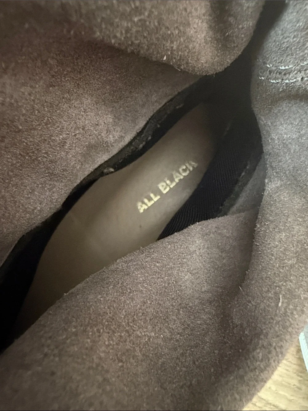 Authentic ALL BLACK Suede Fold-Over Ankle Boots